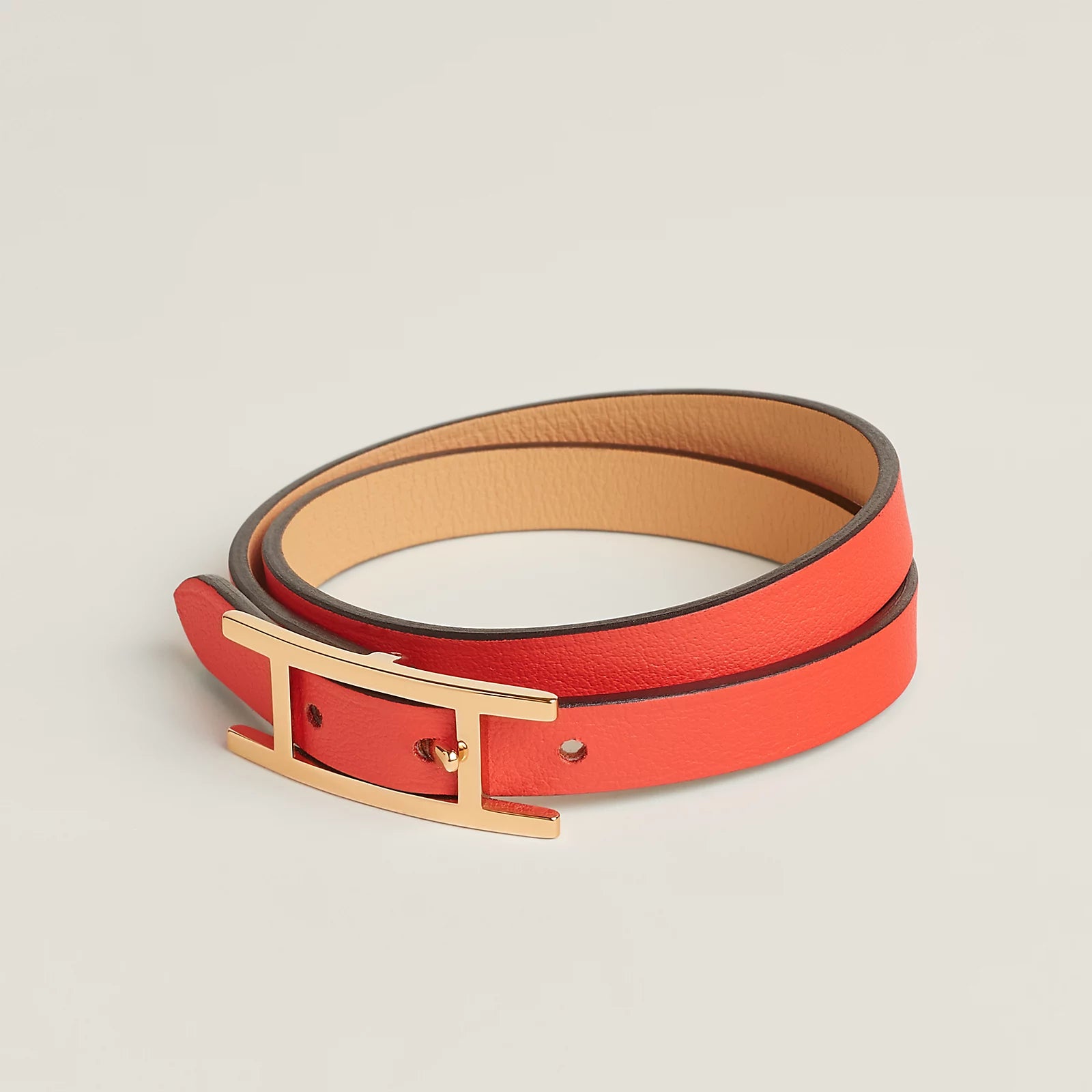 Naturel Sable / Orange Field Behapi Double Tour bracelet