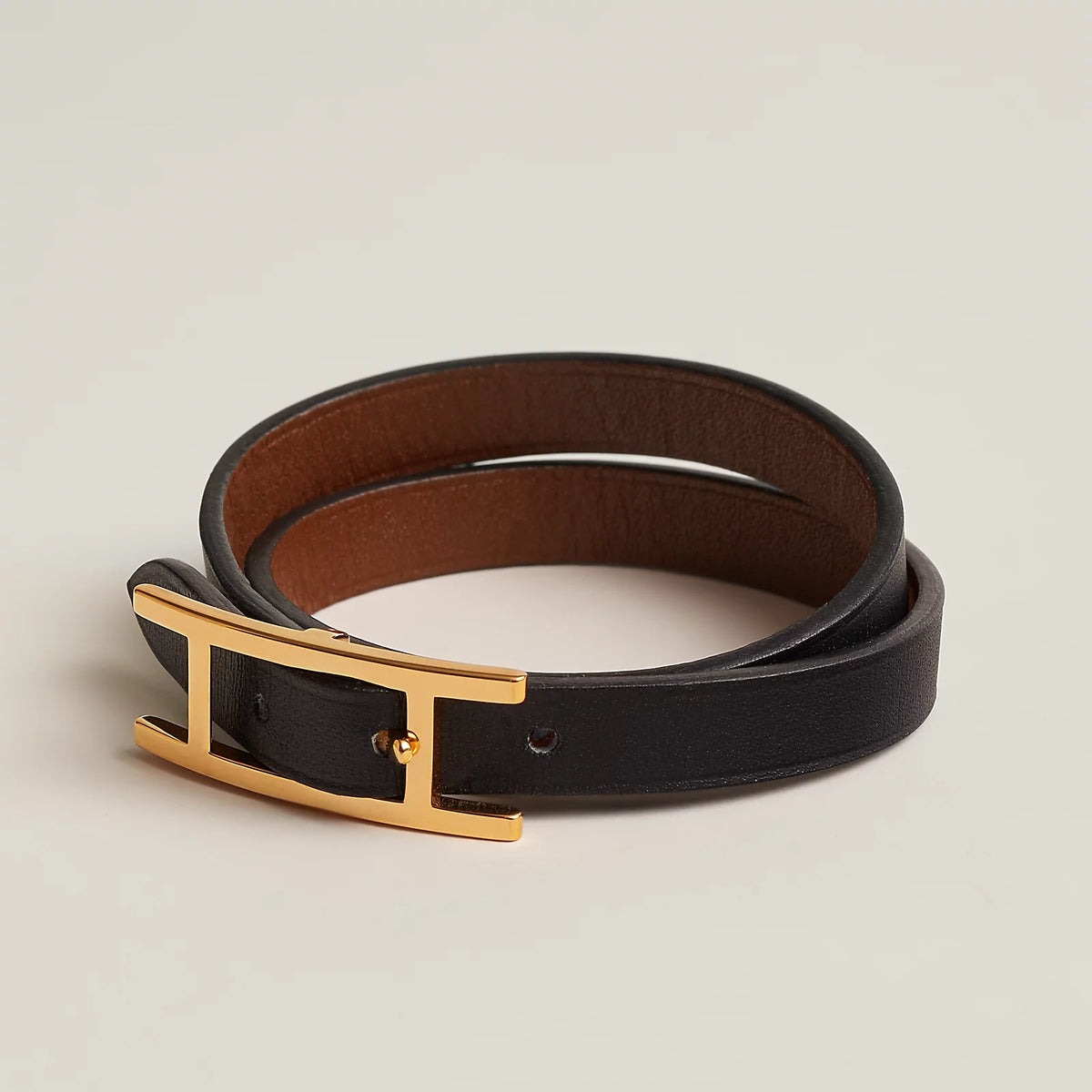 Noir / Fauve Behapi Double Tour bracelet