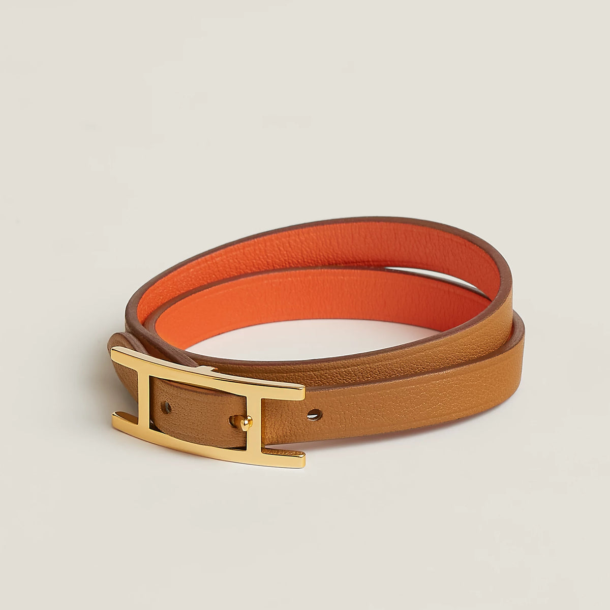 Gold / Orange Behapi Double Tour bracelet