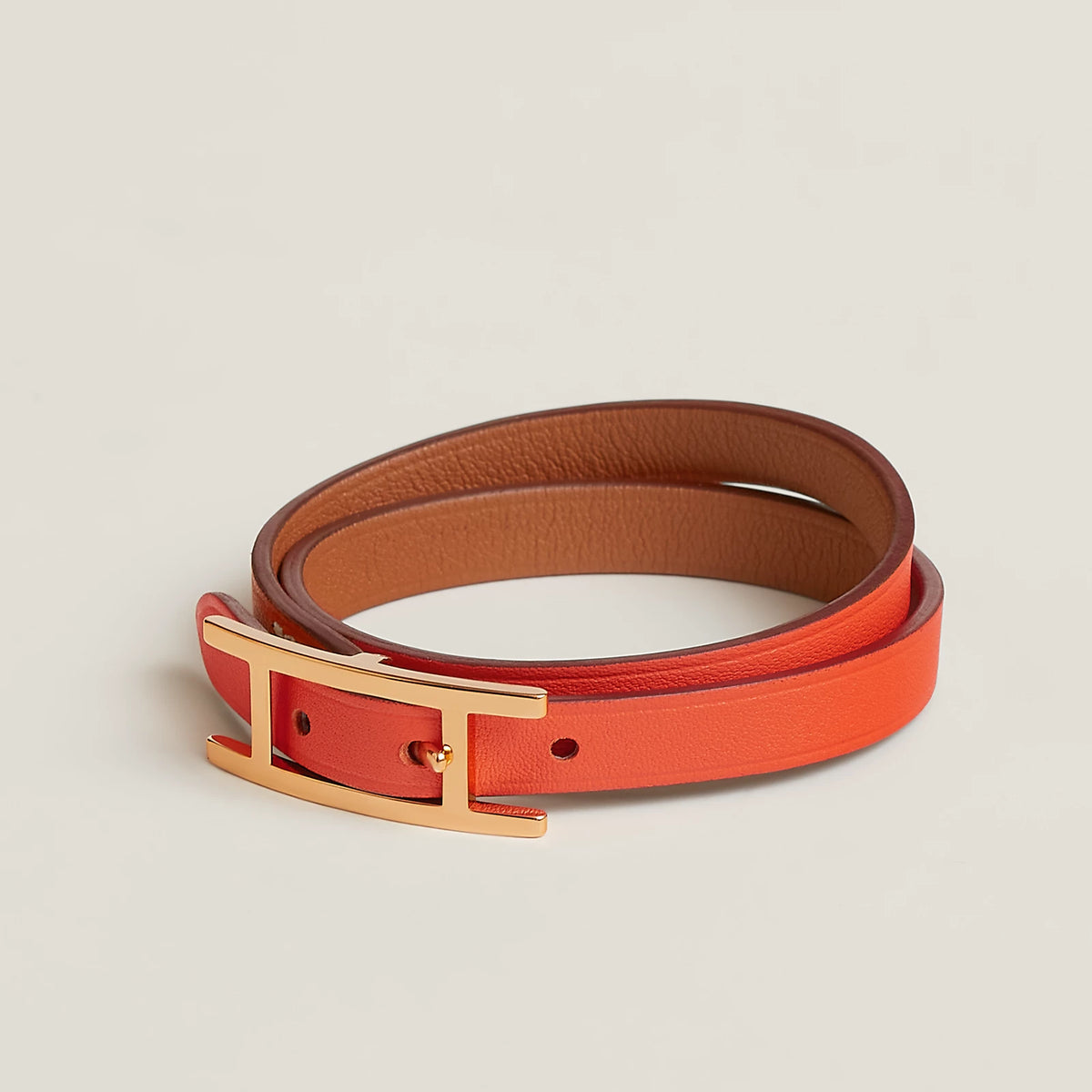 Naturel Sable / Orange Field Behapi Double Tour bracelet