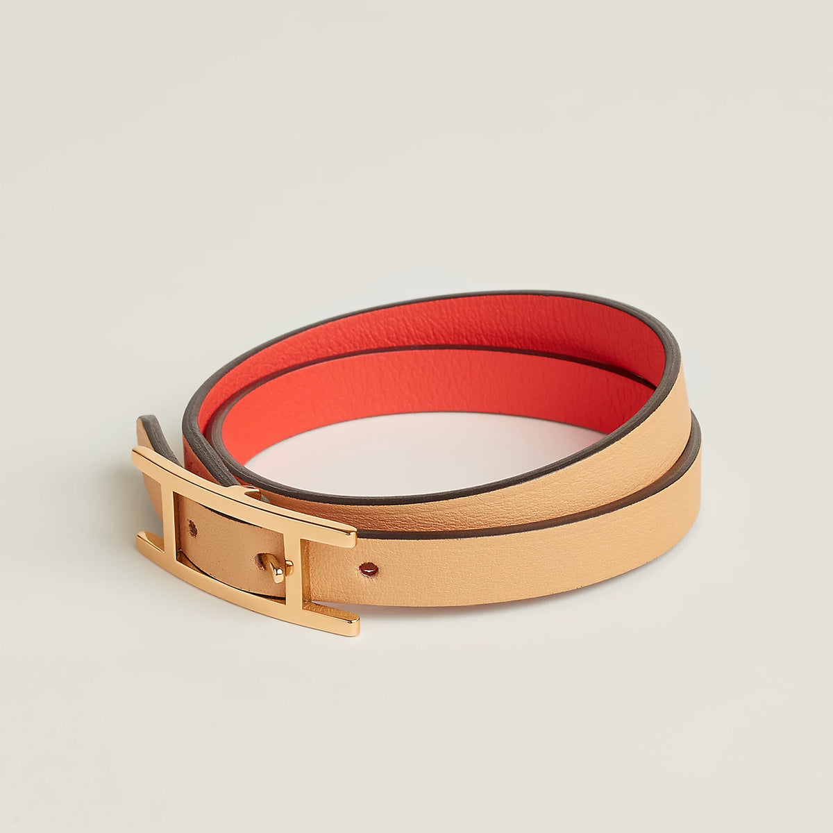 Naturel Sable / Orange Field Behapi Double Tour bracelet