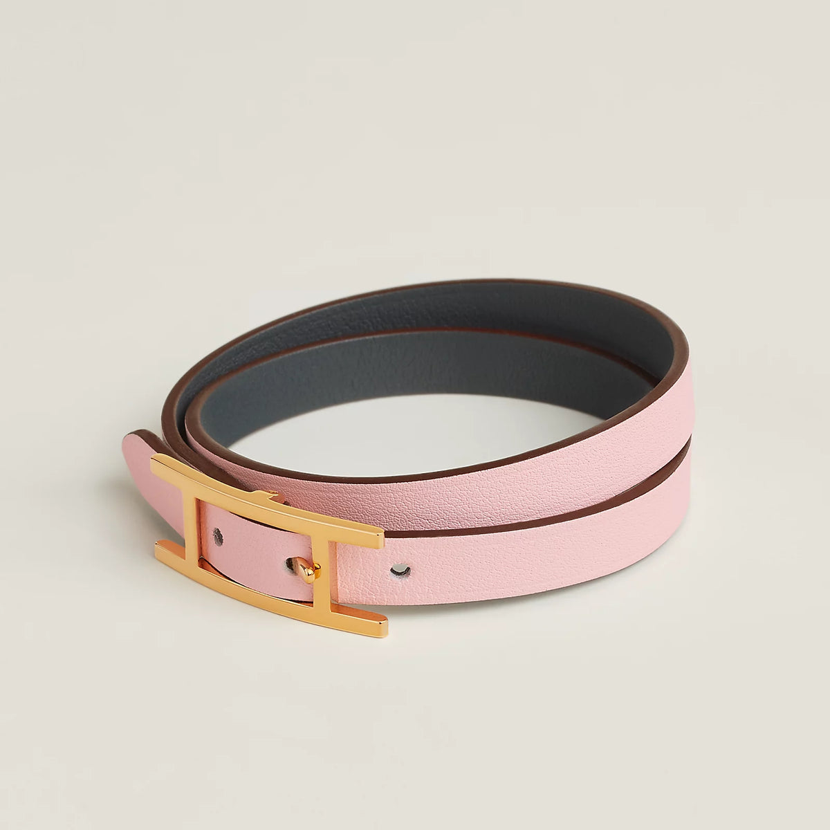 Rose Sakura / Gris Misty Behapi Double Tour bracelet